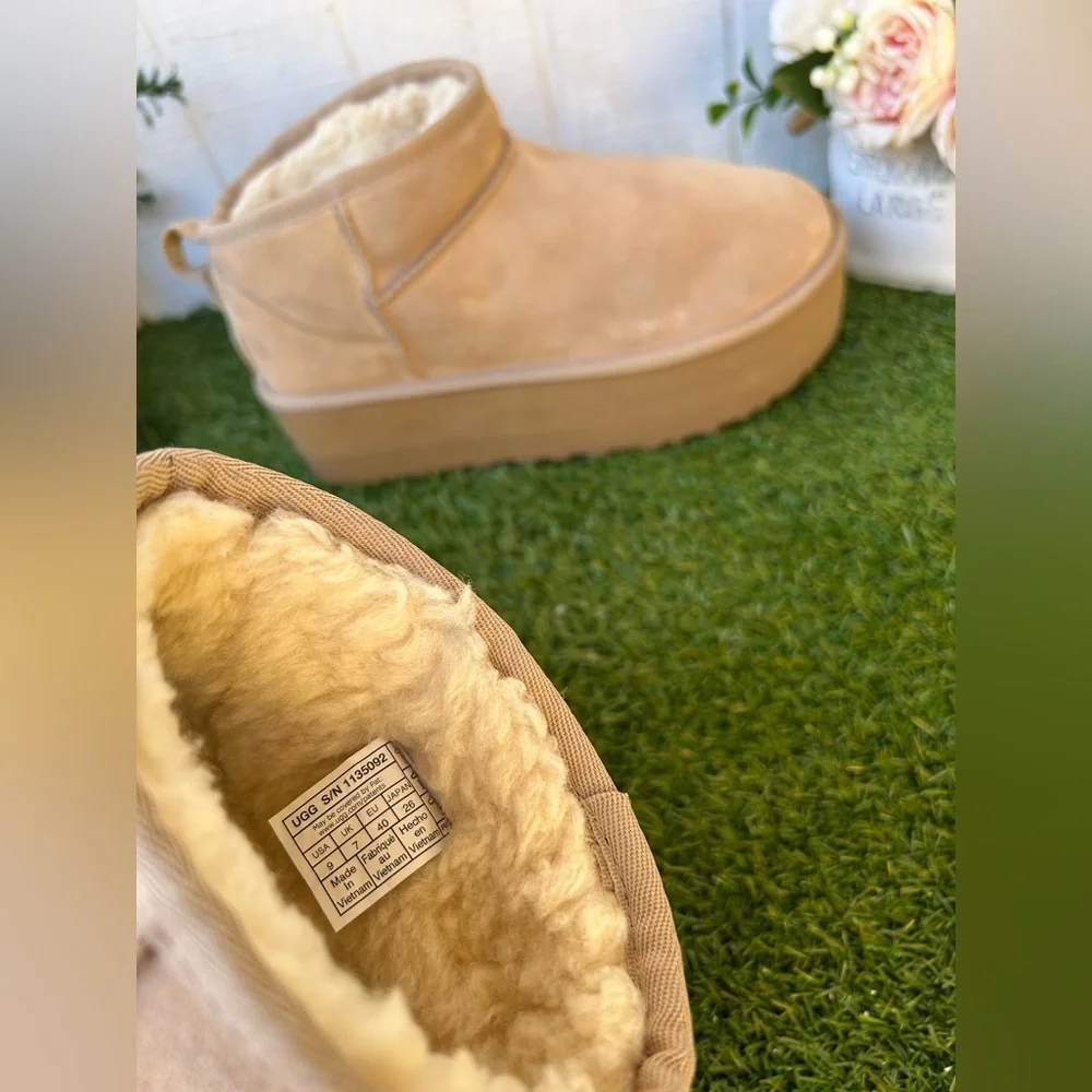 UGG women Ultra Mini Platform Size 9 gently used Color: Sand